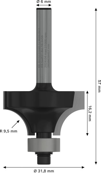 PRO Abrundfräser, R 9,5, Schaft 6&nbsp;mm Produktbild img5 L