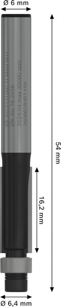 PRO Bündigfräser mit untenlieg. Führungskugellager, Ø 6,4&nbsp;x&nbsp;L 16,2, Schaft 6&nbsp;mm Produktbild img5 L