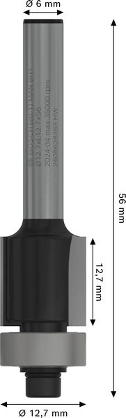 PRO Bündigfräser mit untenlieg. Führungskugellager, Ø 12,7&nbsp;x&nbsp;L 12,7, Schaft 6&nbsp;mm Produktbild img5 L