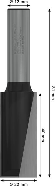 PRO Nutfräser, zweischneidig, Ø 20&nbsp;x&nbsp;L 40, Schaft 12&nbsp;mm Produktbild img5 L