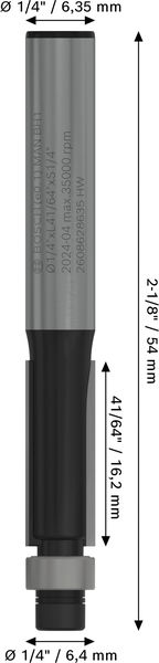 PRO Bündigfräser mit untenlieg. Führungskugellager, Ø 1/4"xL 21/32", Schaft 1/4" Produktbild img5 L