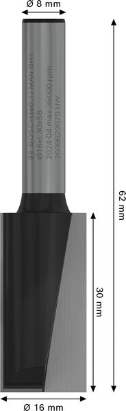 PRO Nutfräser, zweischneidig, Ø 16&nbsp;x&nbsp;L 30, Schaft 8&nbsp;mm Produktbild img5 L