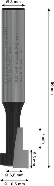 PRO T-Nutfräser, Ø 10,5&nbsp;x&nbsp;Ø 6,6, Schaft 8&nbsp;mm Produktbild img5 L