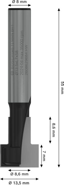 PRO T-Nutfräser, Ø 13,5&nbsp;x&nbsp;Ø 8,6, Schaft 8&nbsp;mm Produktbild img5 L