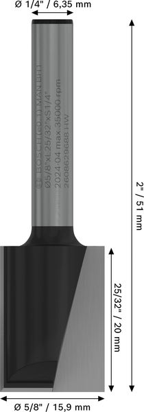 PRO Nutfräser, zweischneidig, Ø 5/8"&nbsp;x&nbsp;L 49/64", Schaft 1/4" Produktbild img5 L