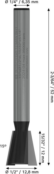 PRO Zinkenfräser, 15°, Schaft 1/4" Produktbild img5 L