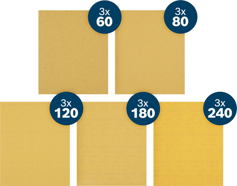 EXPERT C470 A4 Schleifpapier, 230x280mm, K60/80/120/180/240, 15tlg. Starter Pack Produktbild img1 L