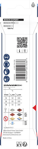 EXPERT HEX-9 Multi Construction Bohrer-Set, D= 5 / 6 / 8 mm, 3-tlg. Produktbild img3 L