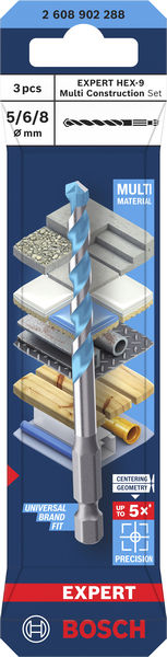 EXPERT HEX-9 Multi Construction Bohrer-Set, D= 5 / 6 / 8 mm, 3-tlg. Produktbild img2 L