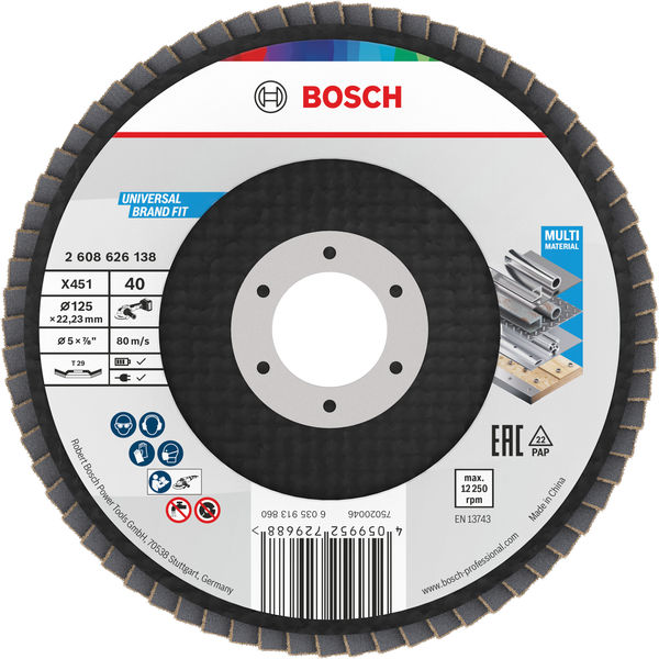 X451 Fächerschleifscheibe, 125 x 22,23&nbsp;mm, K40, Z29, 15-tlg Produktbild img1 L