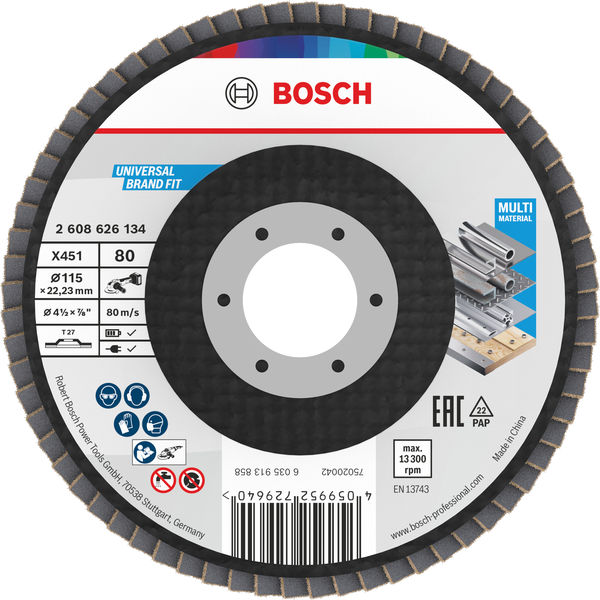 X451 Fächerschleifscheibe, 115 x 22,23&nbsp;mm, K80, Z27, 15-tlg Produktbild img1 L