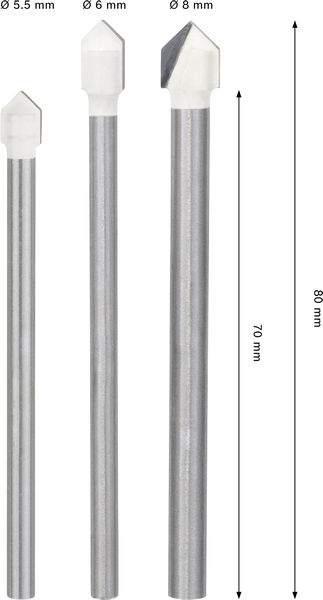 CYL-9  Soft Ceramic Bohrer-Set, 5,5 x 70; 6 x 80; 8 x 80 mm, 3-tlg. Produktbild img4 L
