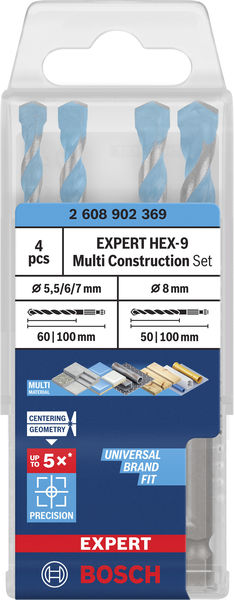 EXPERT HEX-9 Multi Construction Bohrer-Set, 5,5/6/7/8x100 mm, 4-tlg. Produktbild img2 L