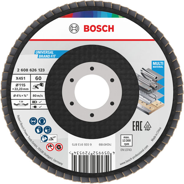 X451 Fächerschleifscheibe, 115 x 22,23&nbsp;mm, K60, Z29, 60-tlg Produktbild img1 L
