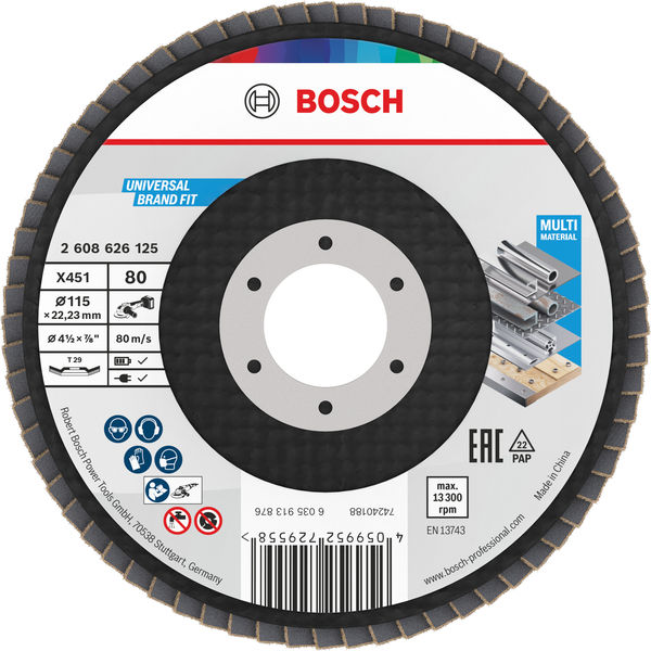 X451 Fächerschleifscheibe, 115 x 22,23&nbsp;mm, K80, Z29, 60-tlg Produktbild img1 L