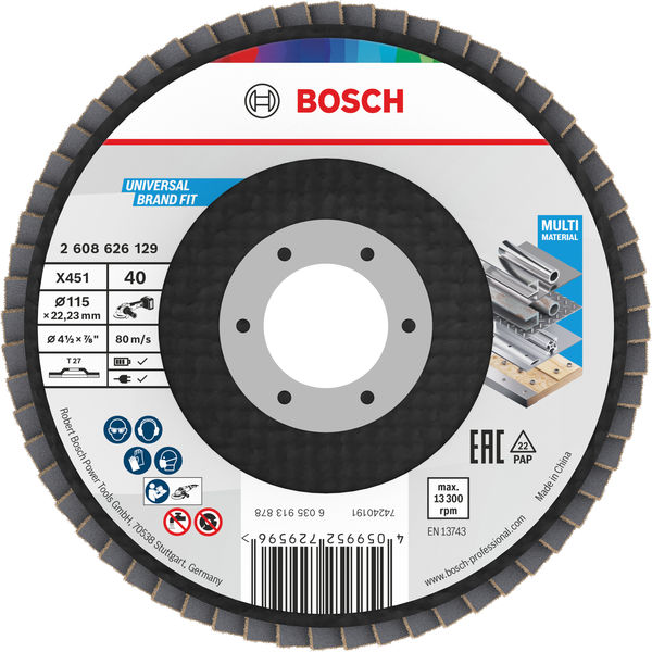 X451 Fächerschleifscheibe, 115 x 22,23&nbsp;mm, K40, Z27, 60-tlg Produktbild img1 L