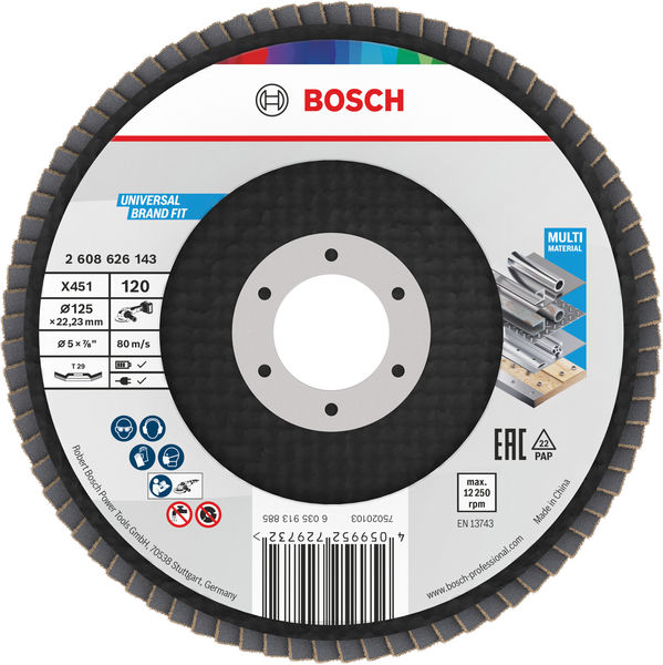 X451 Fächerschleifscheibe, 125 x 22,23&nbsp;mm, K120, Z29, 60-tlg Produktbild img1 L