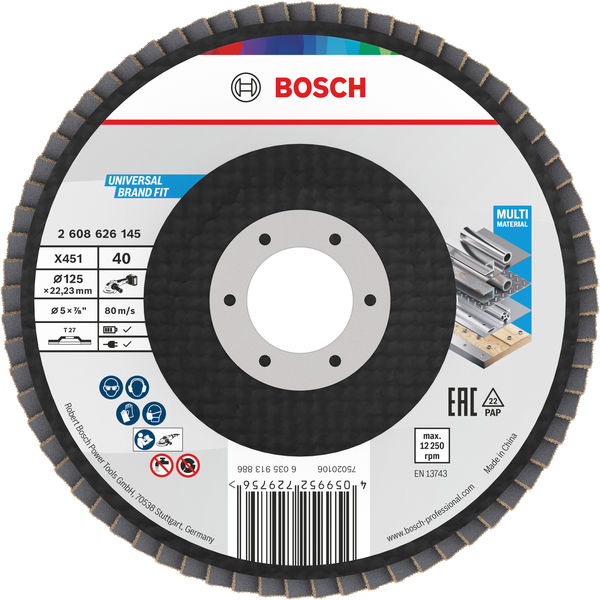 X451 Fächerschleifscheibe, 125 x 22,23&nbsp;mm, K40, Z27, 60-tlg Produktbild img1 L