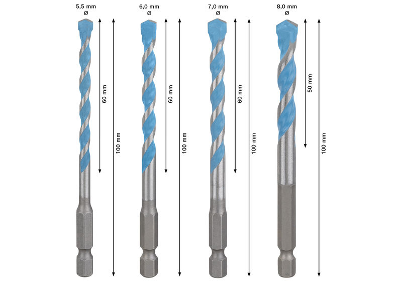 EXPERT HEX-9 Multi Construction Bohrer-Set, D= 4 / 5 / 6 / 6 / 8 mm, 5-tlg. Produktbild img4 L