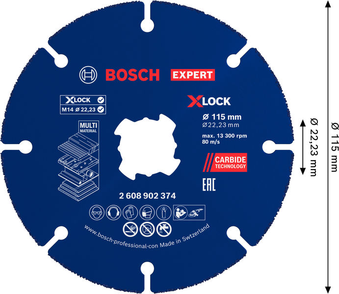 EXPERT Multi Material Carbide-Trennscheibe, 115 x 22,23&nbsp;mm, X-Lock, 10-tlg. Produktbild img3 L