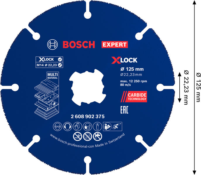 EXPERT Multi Material Carbide-Trennscheibe, 125 x 22,23&nbsp;mm, X-Lock, 10-tlg. Produktbild img3 L