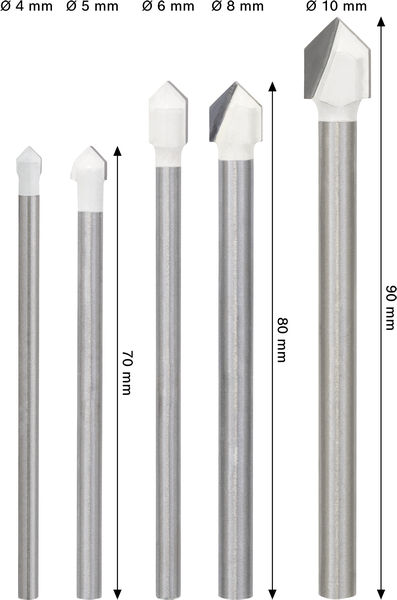 CYL-9 Ceramic Fliesenbohrer Set, 4/5/6/8/10&nbsp;mm, 5-tlg. Produktbild img5 L
