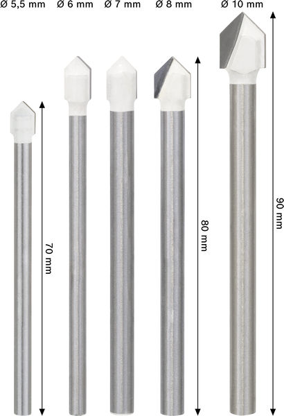 CYL-9 Ceramic dry Fliesenbohrer-Set, 5,5/6/7/8/10&nbsp;mm, 5-tlg Produktbild img5 L