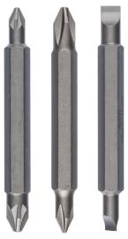 Doppelklingenbit-Set, 3-teilig, PH1, PZ1, S 0,6x4,5, PH2, PZ2, S1,0x5,5, 60 mm Produktbild