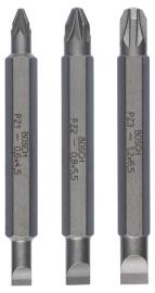 Doppelklingenbit-Set, 3-teilig, S0,6x4,5, PZ1, S0,8x5,5, PZ2, S1,2x6,5, PZ3,60mm Produktbild