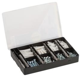 Fixier-Set 173-teilig, Bohrer, Dübel, Schrauben, Bits in handlicher Sortierbox. Produktbild