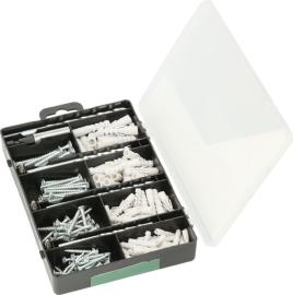 Befestigungs-Set 173-teilig, Bohrer, Dübel, Schrauben, Bits in Sortierbox Produktbild