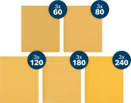 EXPERT C470 A4 Schleifpapier, 230x280mm, K60/80/120/180/240, 15tlg. Starter Pack Produktbild