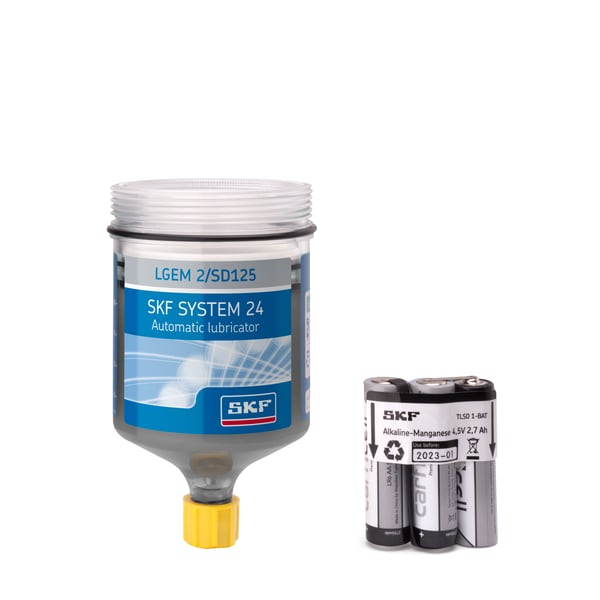 Refill cartridge grease filled, with battery for Electro-mechanical single point lubricator Produktbild img1 L