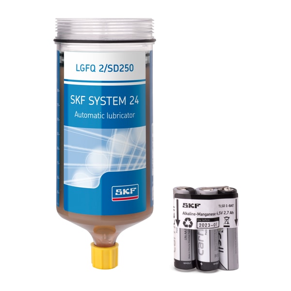 Refill cartridge grease filled, with battery for Electro-mechanical single point lubricator Produktbild img1 L