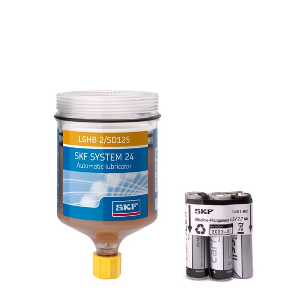 Refill cartridge grease filled, with battery for Electro-mechanical single point lubricator Produktbild img1 L