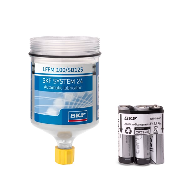 Refill cartridge oil filled, with battery for Electro-mechanical single point lubricator Produktbild img1 L