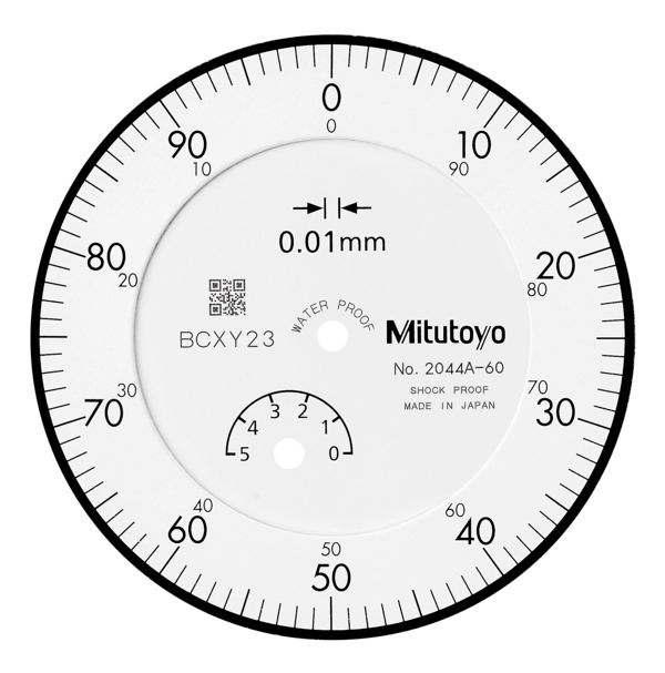 Dial Gauge, Flat Back, ISO Type IP64, 5mm, 0,01mm, Nr. 2044AB-60 Produktbild img1 L