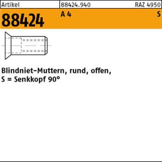 ART 88424 Blindnietmuttern A 4 Seko M 4 / 1,5 - 3,0 VE=S Produktbild img1 L