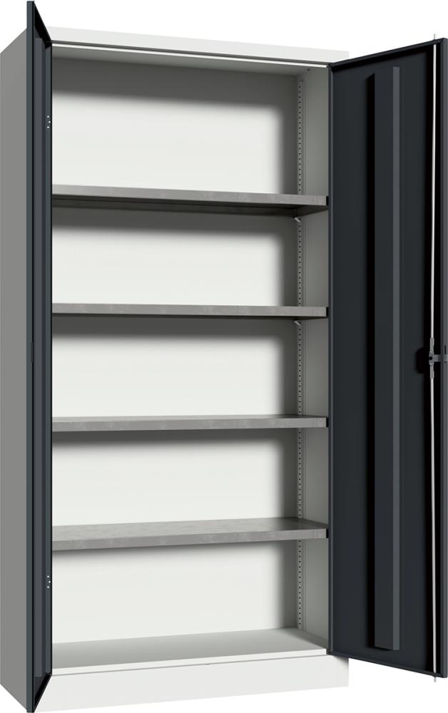 Flügeltürenschrank 4 Einlegeböden a 80kg RAL 7035/7016 B1000xT400xH1950mm Produktbild img2 L