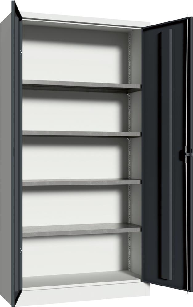 Flügeltürenschrank 4 Einlegeböden a 80kg RAL 7035/7016 B1000xT600xH1950mm Produktbild img2 L