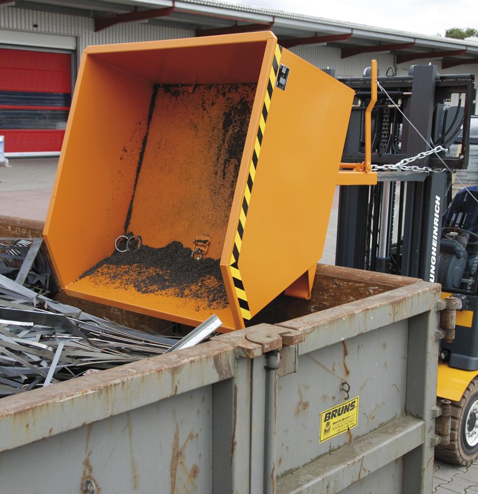 Spänebehälter SGU 2000 l 1680xT1640xH1090 mm RAL2000 Tragkraft 1500kg mit Lochblechboden Produktbild img4 L