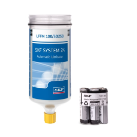 Refill cartridge oil filled, with battery for Electro-mechanical single point lubricator Produktbild
