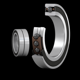 Matched set of two super-precision, high-speed E design, single row angular contact ball bearings with seals Produktbild