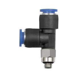 T-Steckverschraubung »Blaue Serie« mini, L-Form, drehbar, M3 Produktbild