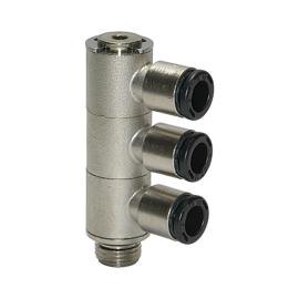 L-Mehrfachverteiler 3-fach »click-clock«, drehbar, G 1/8 a. Ø 6mm Produktbild