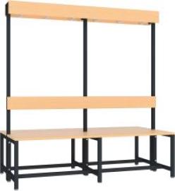 Garderobensitzbank buche zweiseitig RAL 7016 B1500xT770xH420/1600mm Produktbild