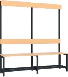 Garderobensitzbank buche mit Schuhrost, einseitig RAL 7016 B1500xT400xH420/1600mm Produktbild