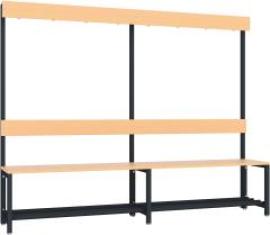 Garderobensitzbank buche mit Schuhrost, einseitig RAL 7016 B2000xT400xH420/1600mm Produktbild