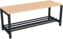 Umkleidesitzbank Buche mit Schuhrost, einseitig RAL 7016 B1000xT370xH420mm Produktbild