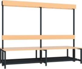 Garderobensitzbank buche mit Schuhrost zweiseitig RAL 7016 B2000xT770xH420/1600mm Produktbild